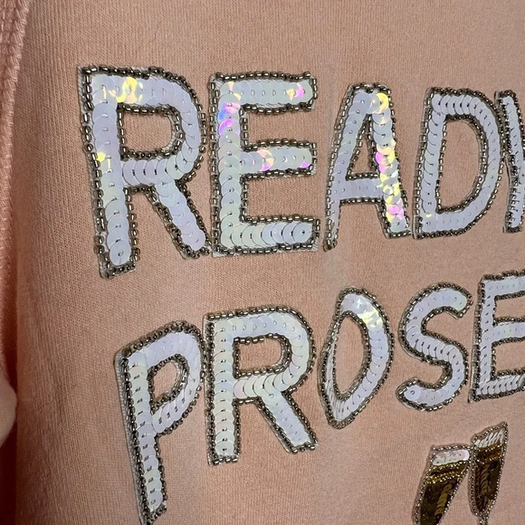 🥂PINK BOW AND DRAPE EMBELLISHED SWEATSHIRT- SIZE MEDIUM- NWOT🥂 - Picture 4 of 8